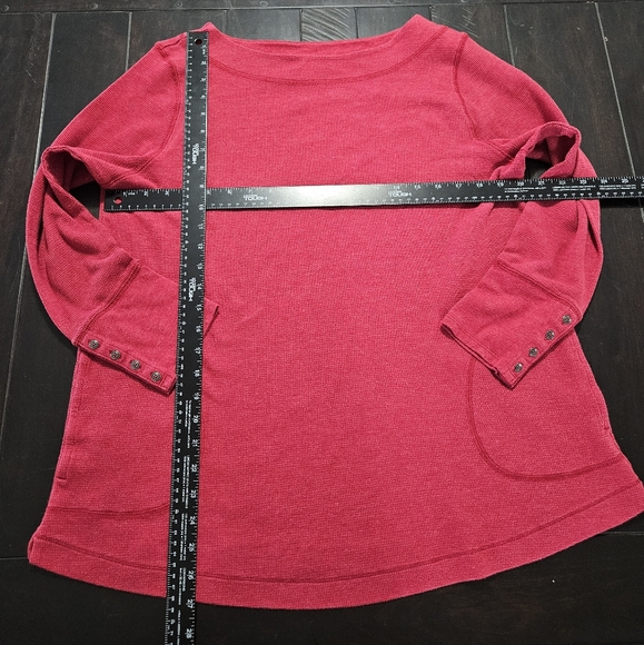 J.Jill Womens Red Waffle Knit Cotton Blend Cozy Long Sleeve Top Heathered Red XL - Picture 12 of 12